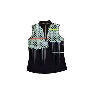 Jamie Sadock Pleated Top Small Golfcore Print Sleeveless Zip